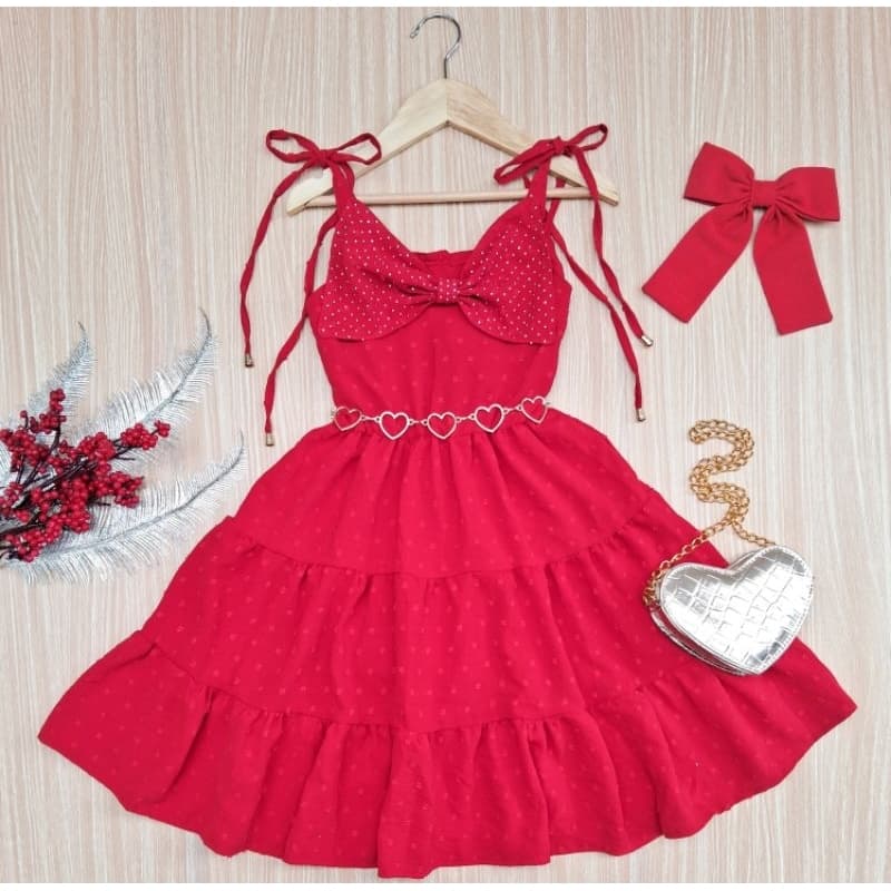 Vestido infantil natal look de natal para meninas