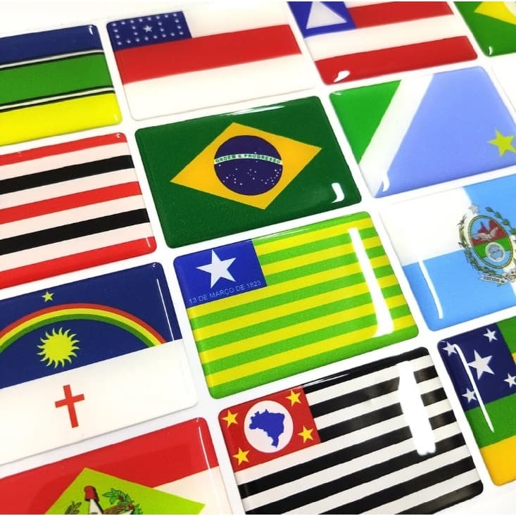 Emblemas Bandeiras Estados Brasil Adesivos Resinados Auto Colante 6cm