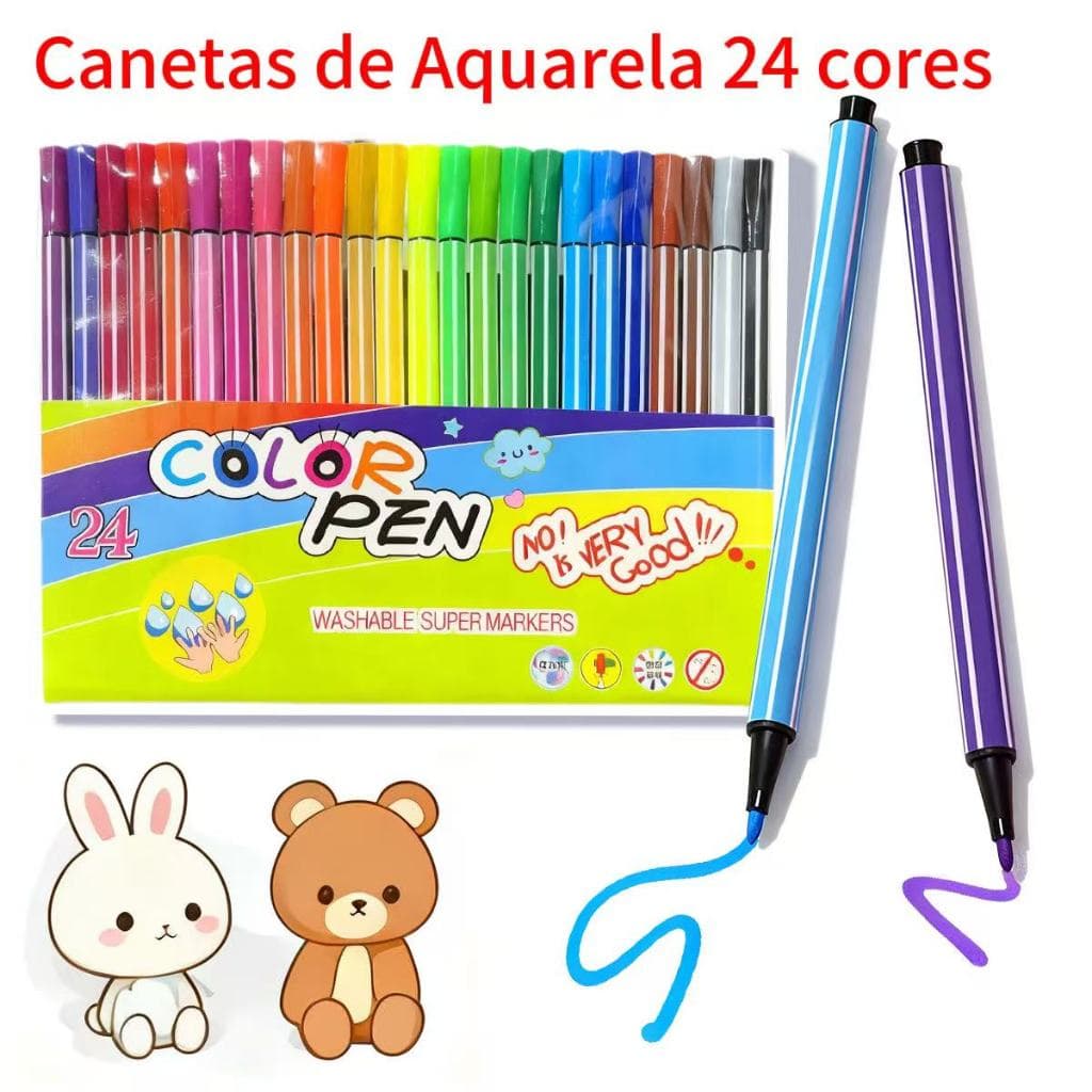 12/18/24 peças Conjunto de Canetas de Aquarela com Ponta Grossa - Para Pintura e Criação Artística