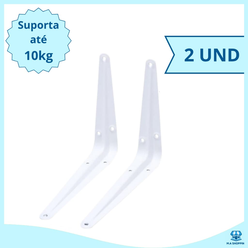 Kit C/2 Suportes Mão Francesa 15 X 20cm Para Prateleira Tábua Cantoneira Reforçada Branca Imediato