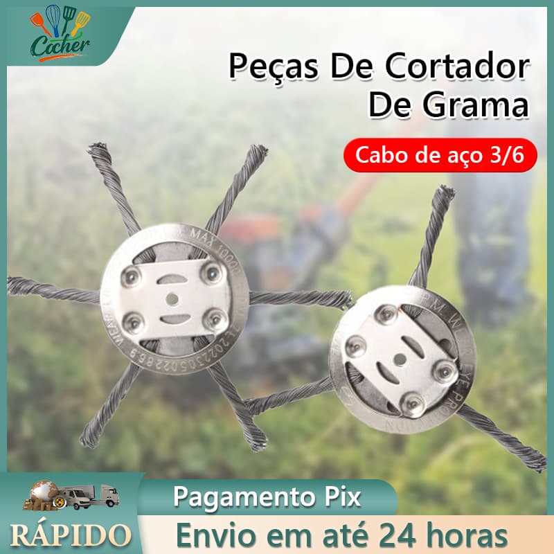 Escova de Aço Disco Aparador 3/6 Lâminas Para Roçadeira a Bateria Alta Eficiência e Durável