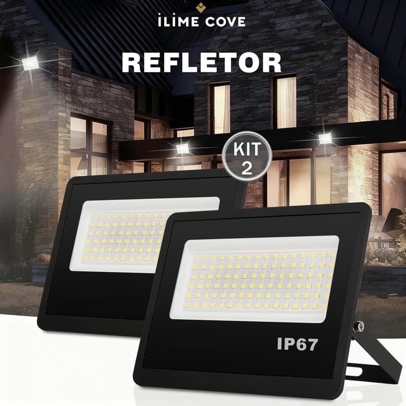 Kit 2 Refletor LED 200W Holofote Bivolt Super Brilhante e Econômico IP67 à Prova d'Água Externas