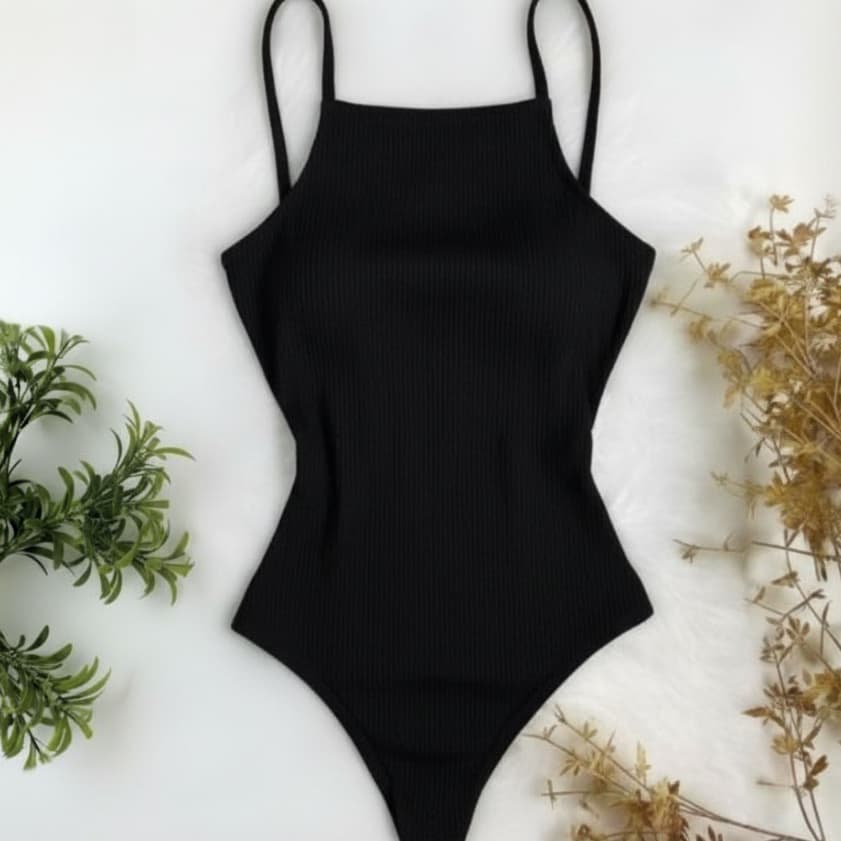 Body Feminino Canelado Cavado Alcinha Costas nuas Roupa Feminina