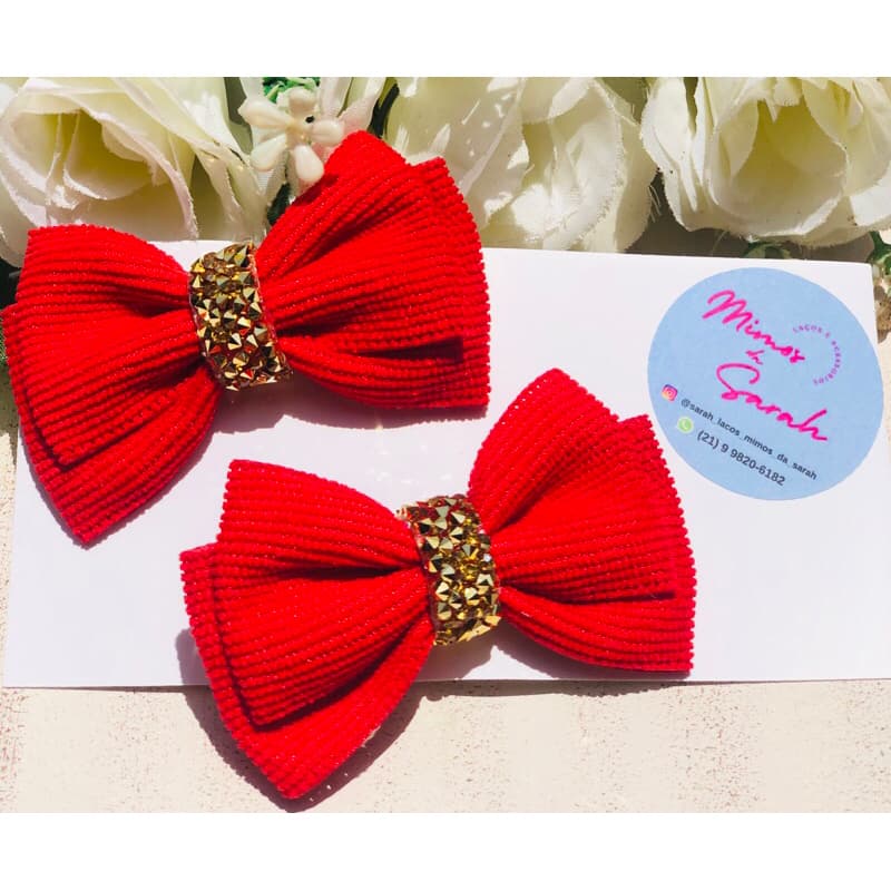 Par de laços \Laços de luxo/par de laços infantis/Laços para festa/Conjunto infantil\Laço vermelho