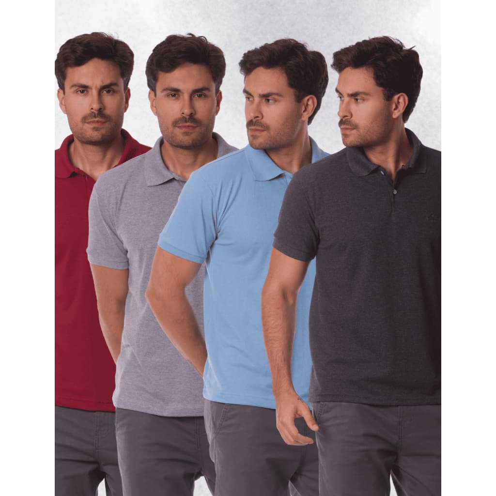 Kit 4 Camisa Gola Polo Masculina Piquet Algodão Premium