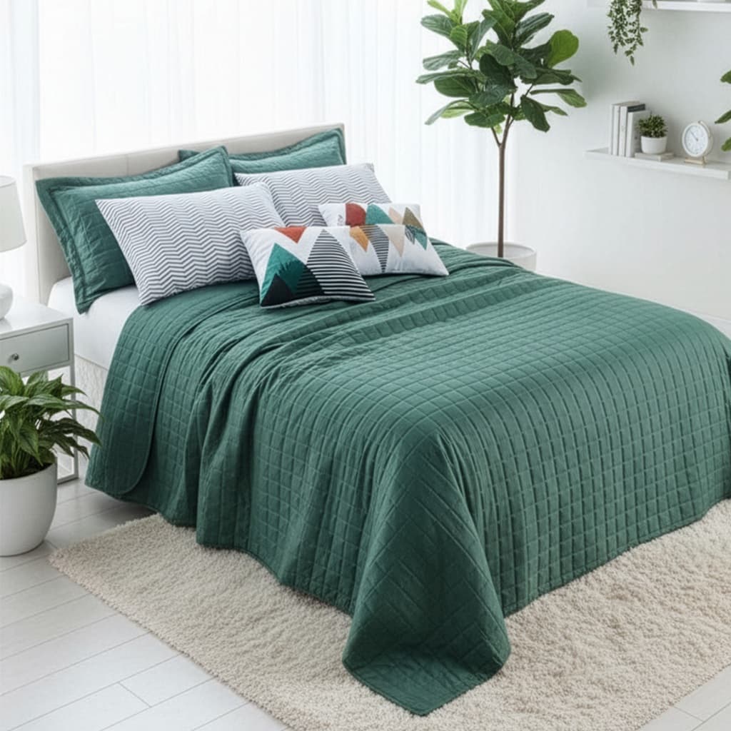 Kit Colcha Cobre Leito 7 Peças Percal 300 fios Basic - Casal, Queen e King - Várias Cores