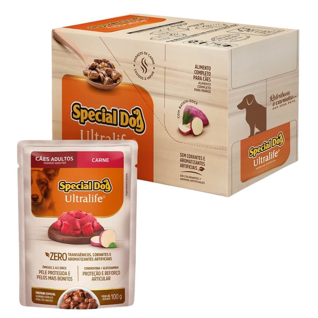 Caixa 12 Sachê Special Dog Ultralife Adultos Sabor Carne - 100g