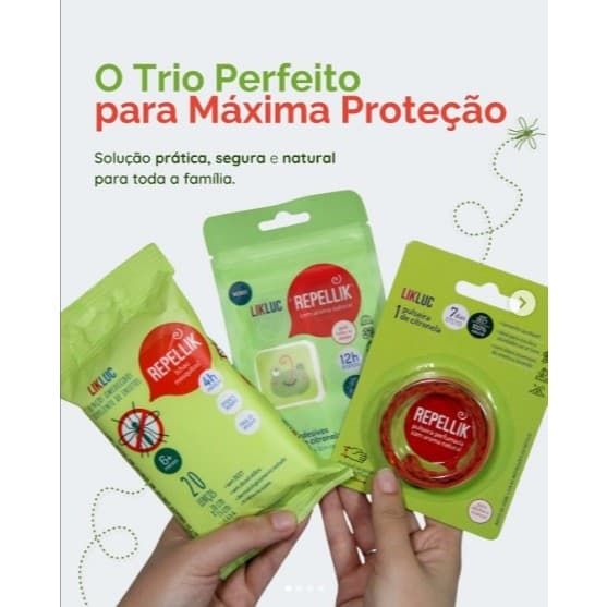 Repelente de Mosquitos Infantil Para Bebê Pulseira Adesivos e Lenço Umedecido Repellik  LIKLUC