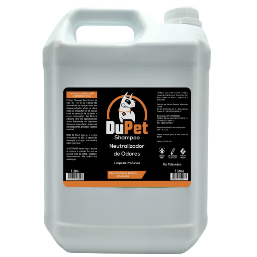 Shampoo DuPet Neutraliza Odor Anti Mau Cheiro Cães 5 Litros - Pet/Cão/Gato - Escolha Variação