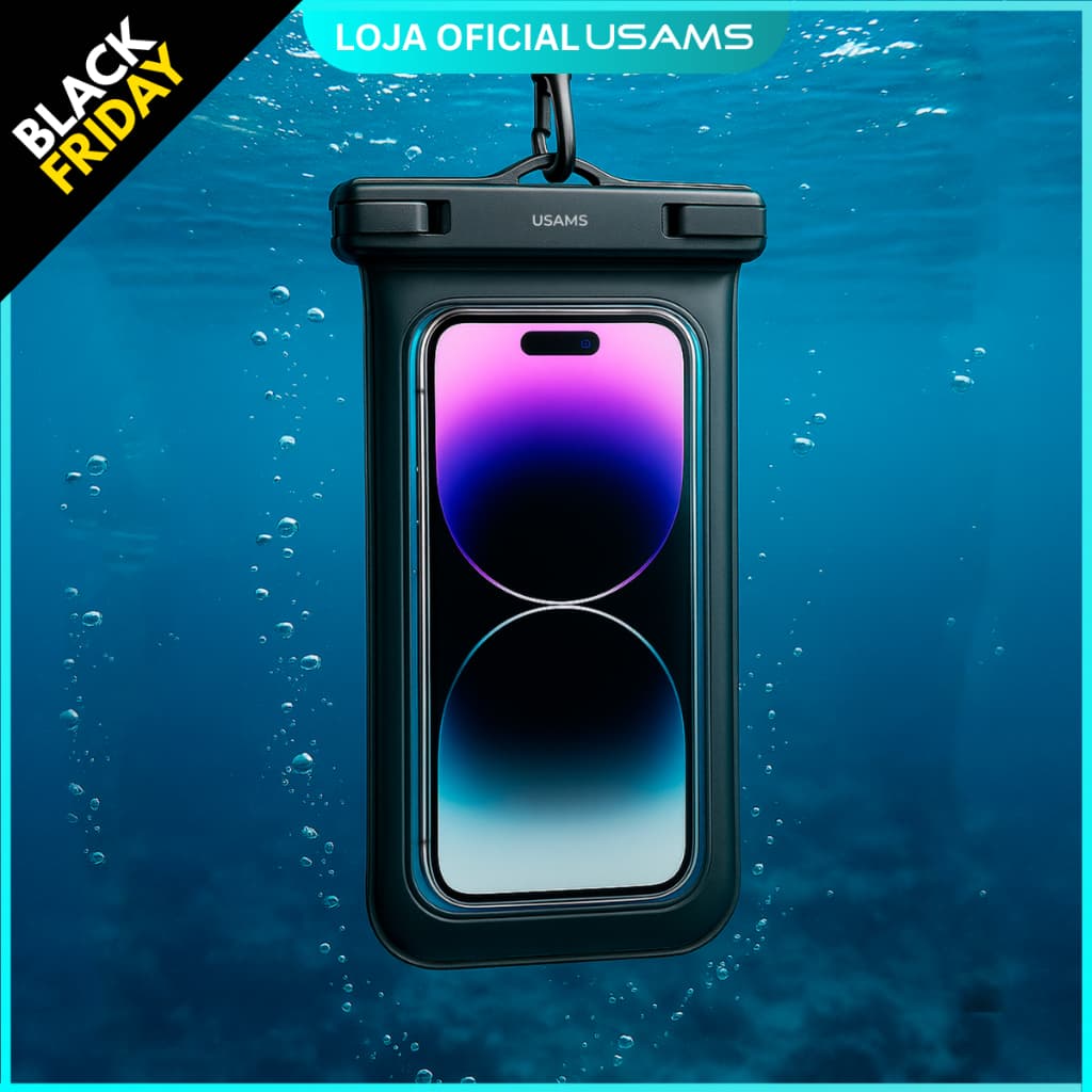 Capa Impermeável USAMS IP68 – Proteção para Celular contra Chuva e Trabalho de Rua