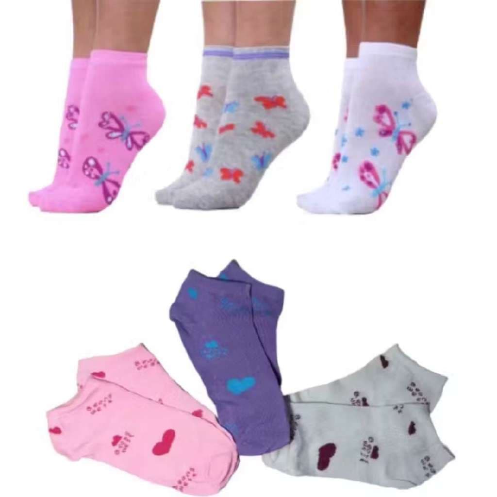 Kit Com 12 Meias Soquete Cano Curto Feminina Estampada 35-40