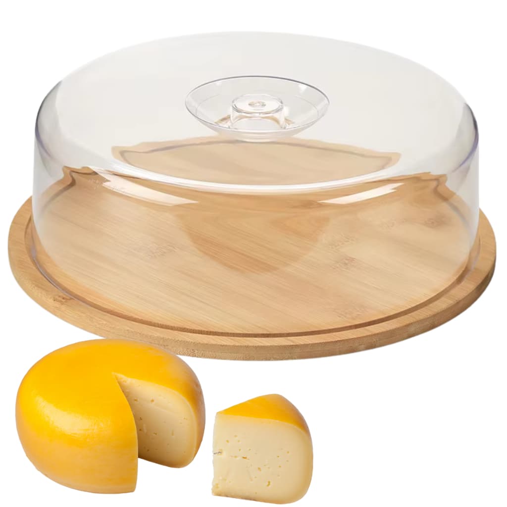 Porta Queijo Queijeira Madeira Bambu Com Tampa Mantegueira 19cm X 9cm mesa posta