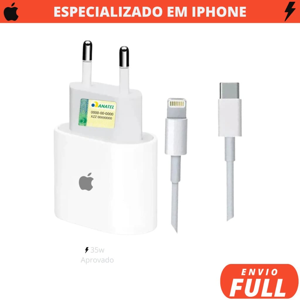 Carregador IPhone Turbo Kit Fonte Adaptador de Energia ultra Rápido 30W Cabo LIGHTNING
