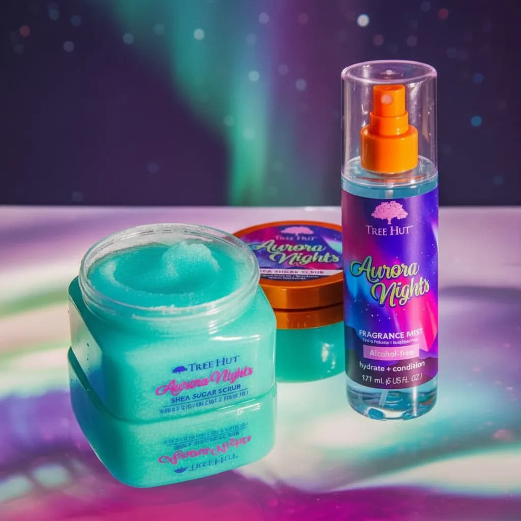 CONJUNTO Tree Hut Aurora Night Body Splash + Esfoliante Importado [ORIGINAL]