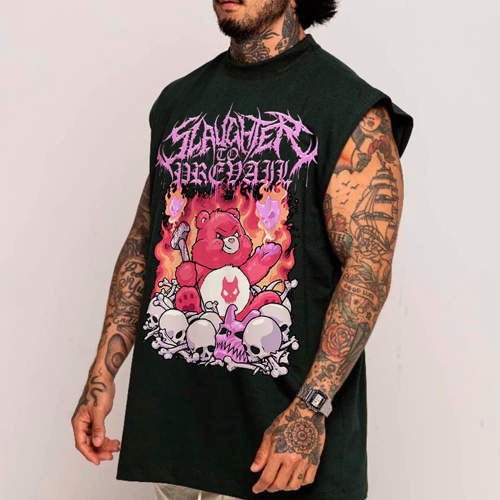 Camiseta regata machao oversized masculino Slaughter to Prevail Lord Bear Grizzly algodao unissex Longline