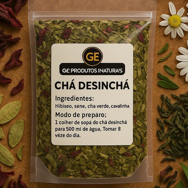Chá Desinchá Natural – Hibisco, Sene, Chá Verde e Cavalinha - 300G - 1KG.