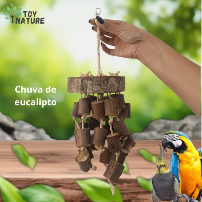 Brinquedo aves chuva de eucalipto natural arara/psita/papagaio Toy Nature