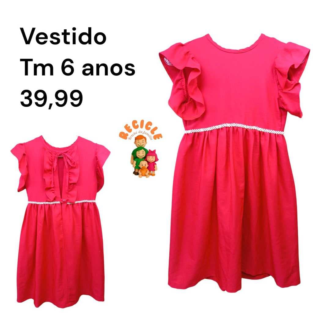 Vestido Tamanho 6 anos - Recicle Mamãe & Bebê