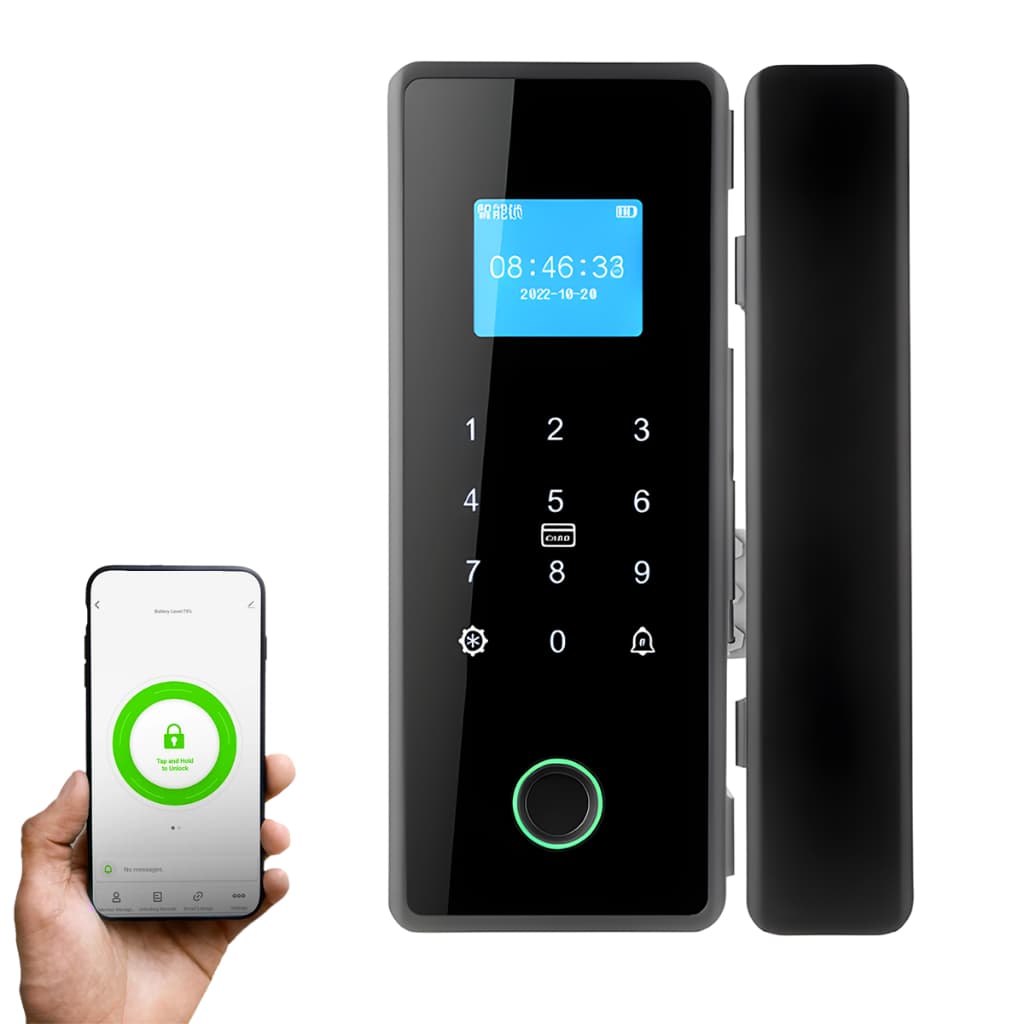 Fechadura Biometria Porta De Vidro A Prova D'água Senhas App