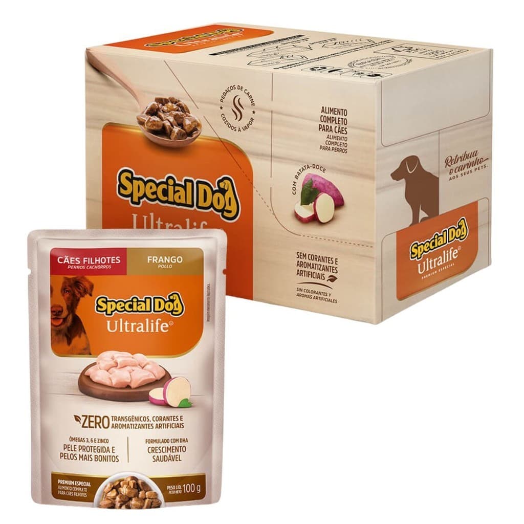 Caixa 12 Sachê Special Dog Ultralife Filhotes Sabor Frango - 100g