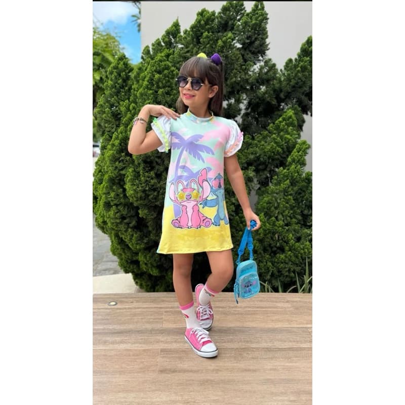 vestido infantil,vestido menina,criança,stitch,roupa infantil confortável!