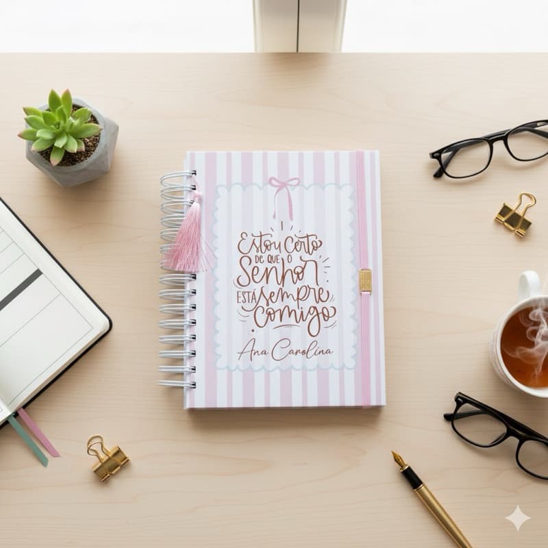 Planner 2026 Personalizado com Nome | Capa Dura | 274 Páginas | Várias Capas | Presente Criativo