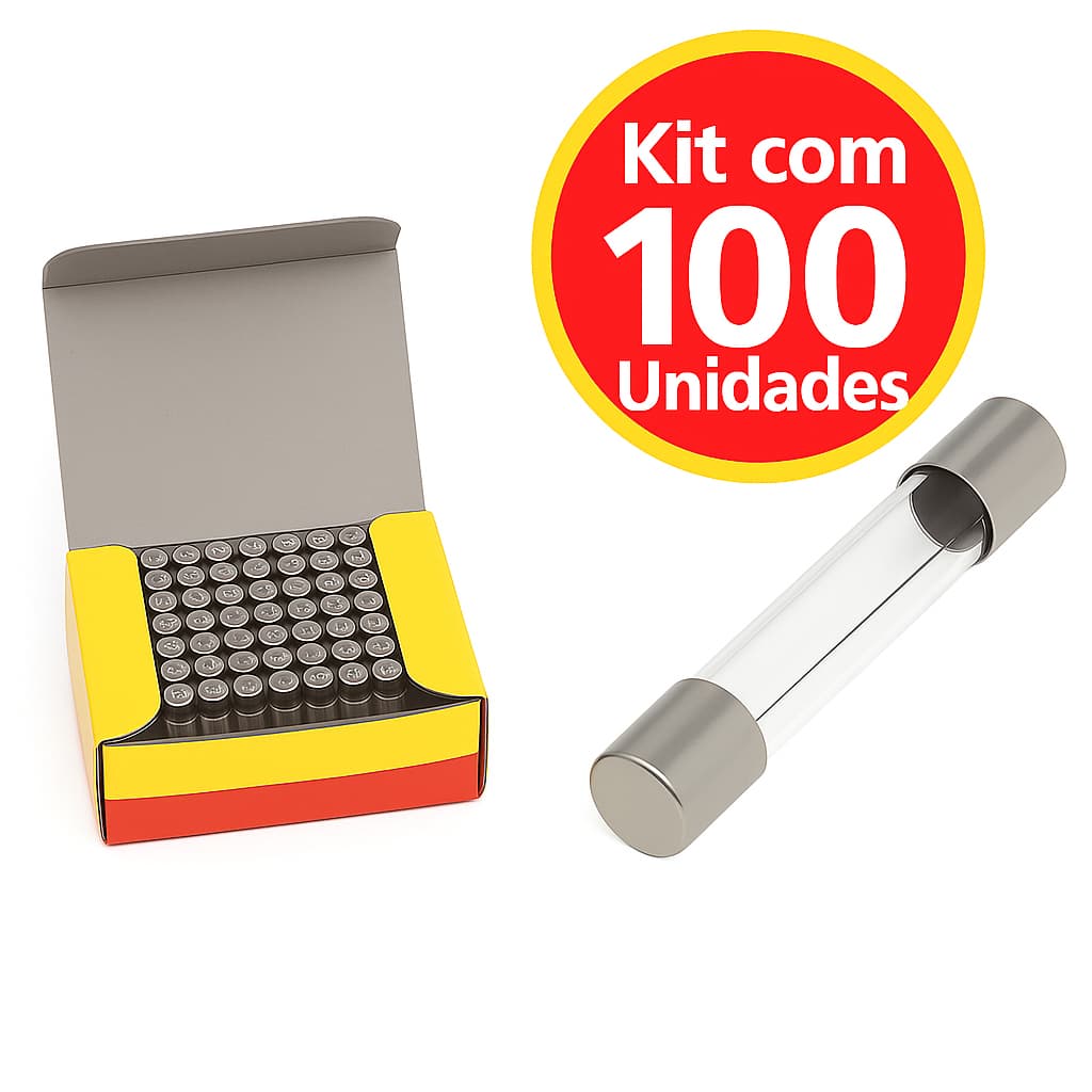 Kit 100 Fusível de Vidro 6x30mm - 0,5A a 30A - 250V