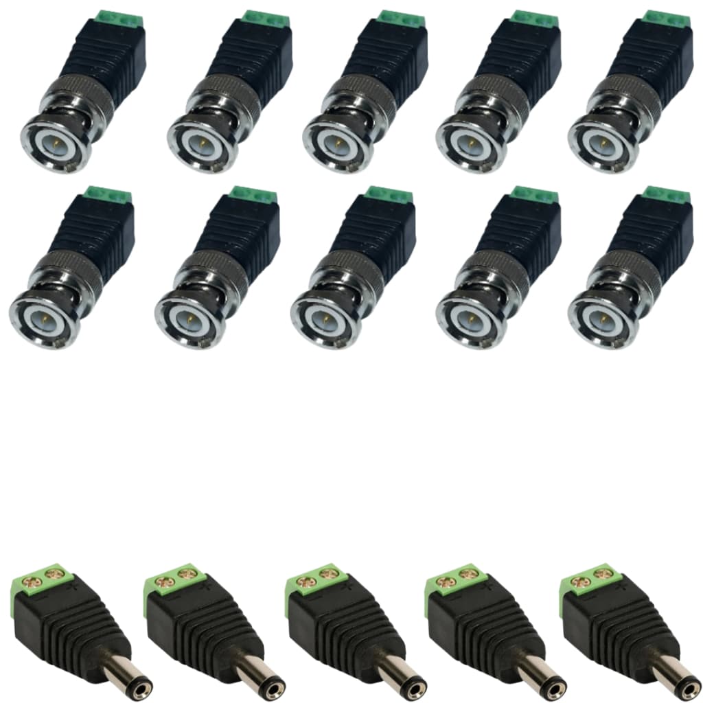 Kit 10 unidades BNC macho c/borne + 5 unidades p4 macho c/borne