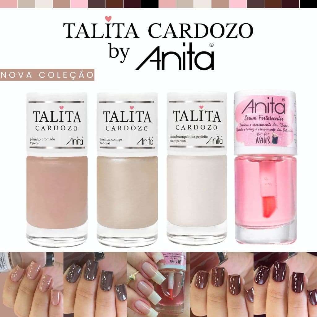 Kit 4 Esmaltes Talita Cardozo By Anita Nova Coleção Top Coat Esmalte Atacado