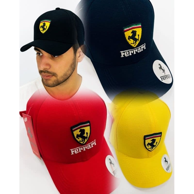 Boné Ferrari Fórmula 1 Escuderia Aba Curva Fitão.