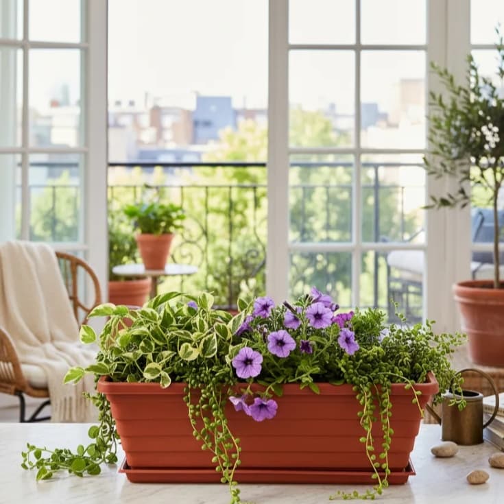 Floreira com Prato Vaso Jardineira 50cm para Plantas Flores Hortas