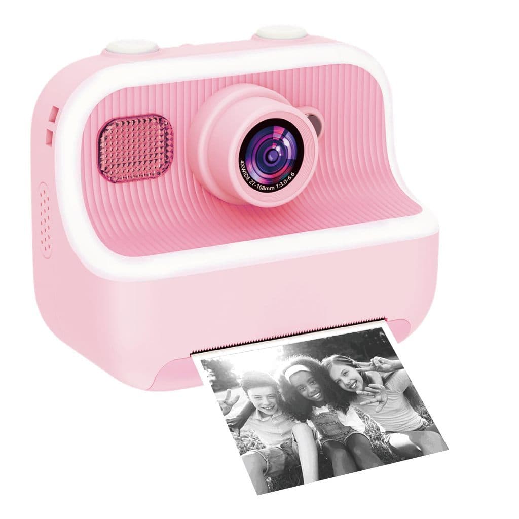 Câmera Instantânea Infantil Rosa Impressão Térmica Rápida Com Função De Gravação HD FullHD Tela Traseira Covei Toys