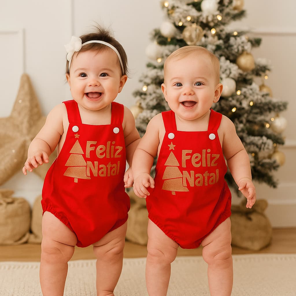 Roupa de Bebê Macacão Body de Natal Unissex Bory vermelho
