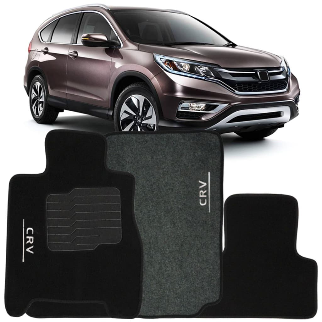 Tapete Carpete Crv 2012 à 2018 Logo Bordado Jogo 3 Peças Personalizado Automotivo