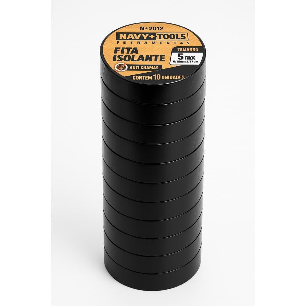 Fita Isolante Antichama 5 Metros – Rolo com 10 Unidades | Ideal para Instalações Elétricas e Reparos – Atacado