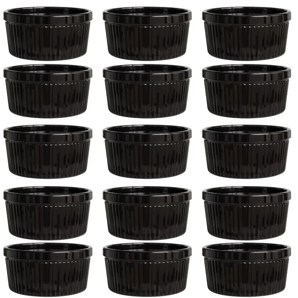 Kit 12 Molheiras Ramequins Preto Porcelana 150ML Mesa Decoracao Organizacao Cozinha Pesticos