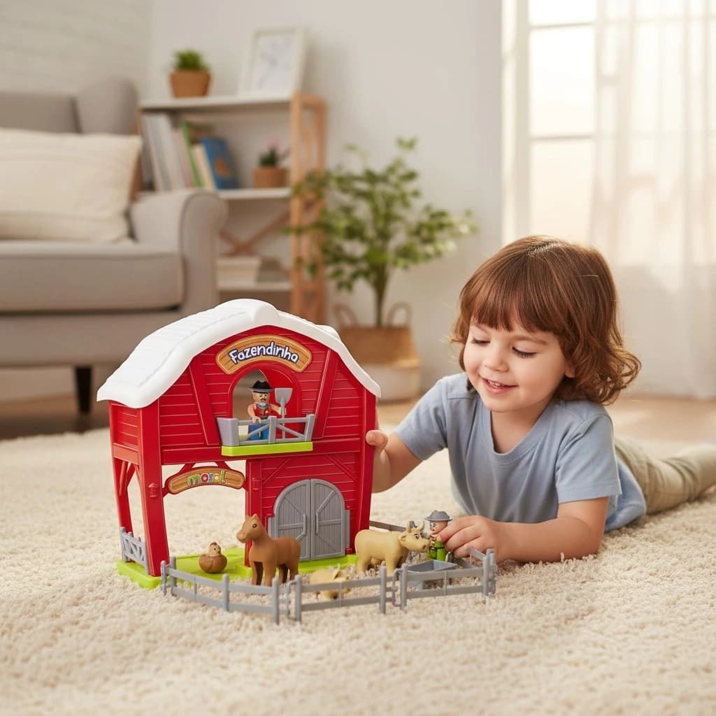 Brinquedo Fazendinha Cenários e Histórias 21 Peças Infantil Brincadeiras Presentes Animais