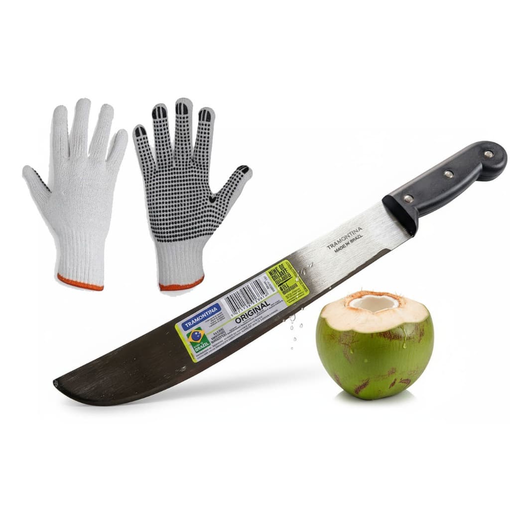 Facao Para Abrir Coco Tramontina 12" Polegadas Original + Luvas aderente