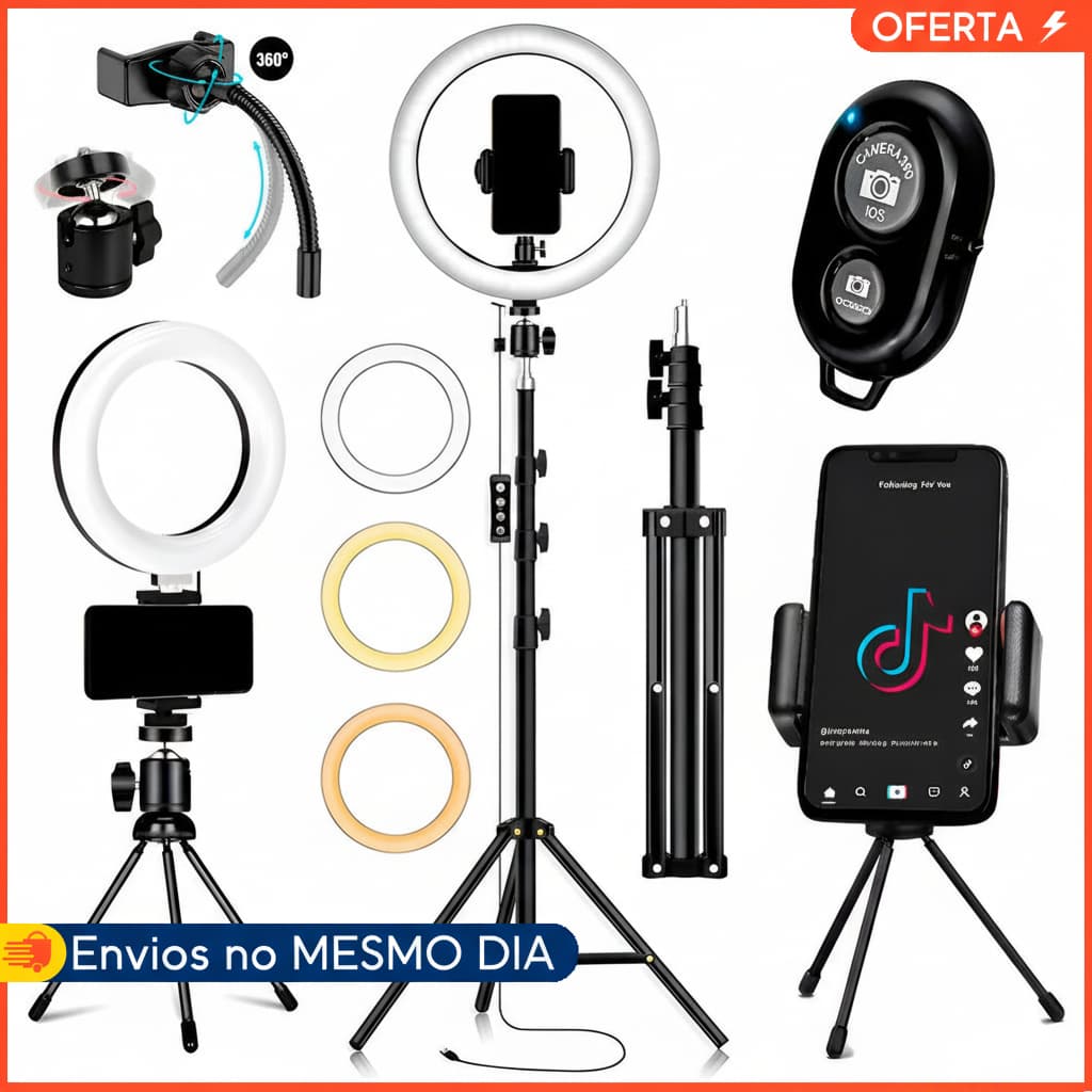 Kit 2 High Light Ringlingth Led Profissional Controle Bluetooth Selfie Ring Ligth