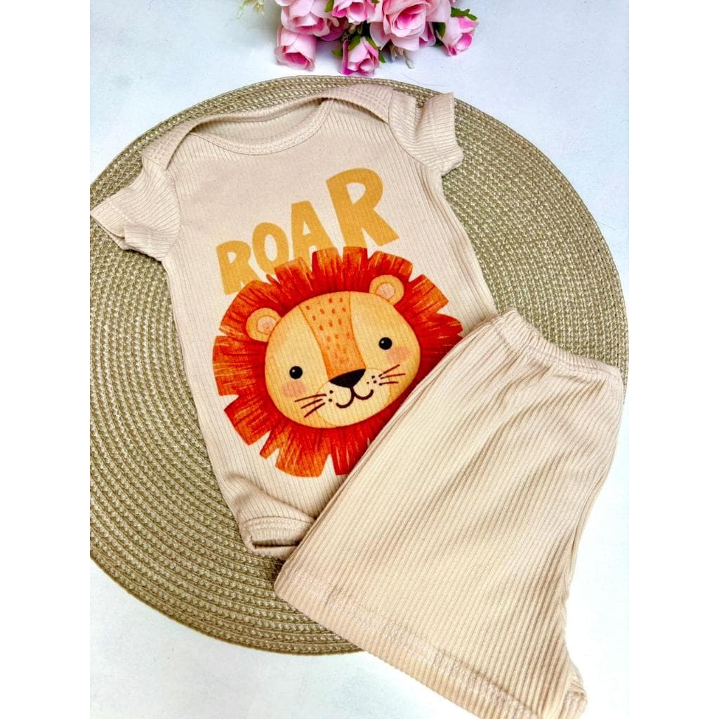 Conjunto Infantil Menino Body e pagão Bebê Menino Roupa de Natal kit 2 peças  Body leaonzinho e Shorts Premium Algodão.