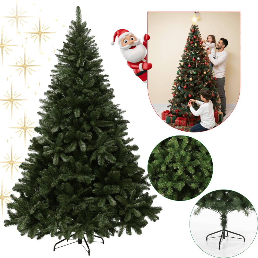 Árvore De Natal Pinheiro 2,10m 1200 Galhos Verdes Cheios Luxo Decoração Natalina + 10 PINHAS GRÁTIS