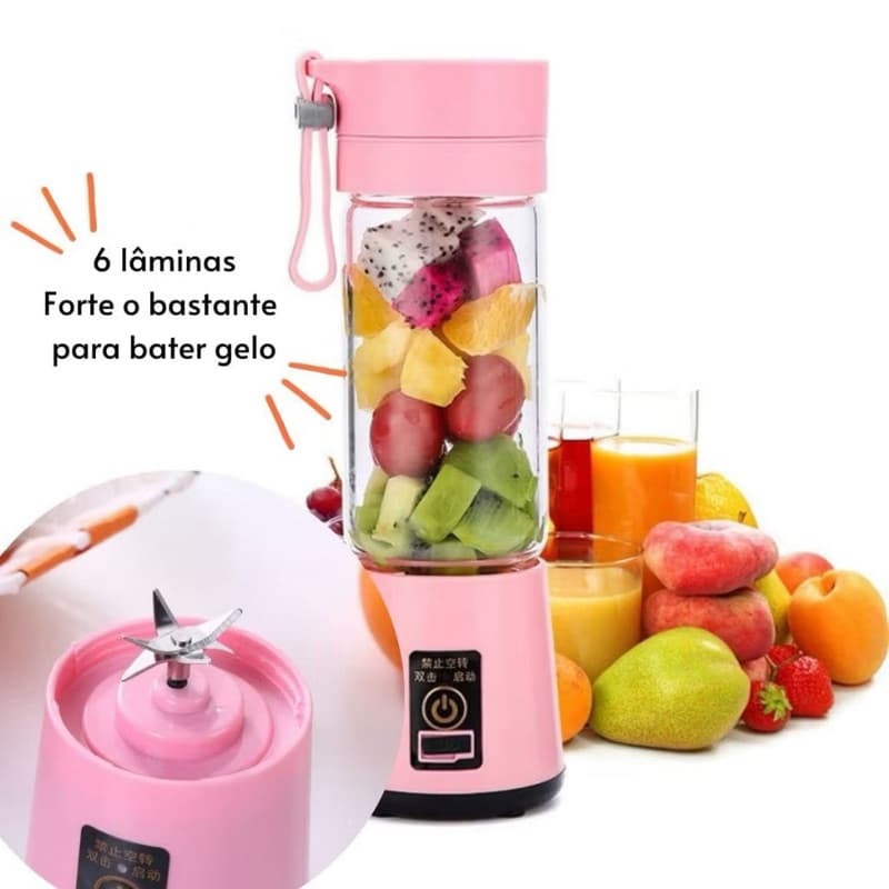 Misturador mini liquidificador portatil Maquina de Suco Elétrico 6 Lâminas Cabo Usb