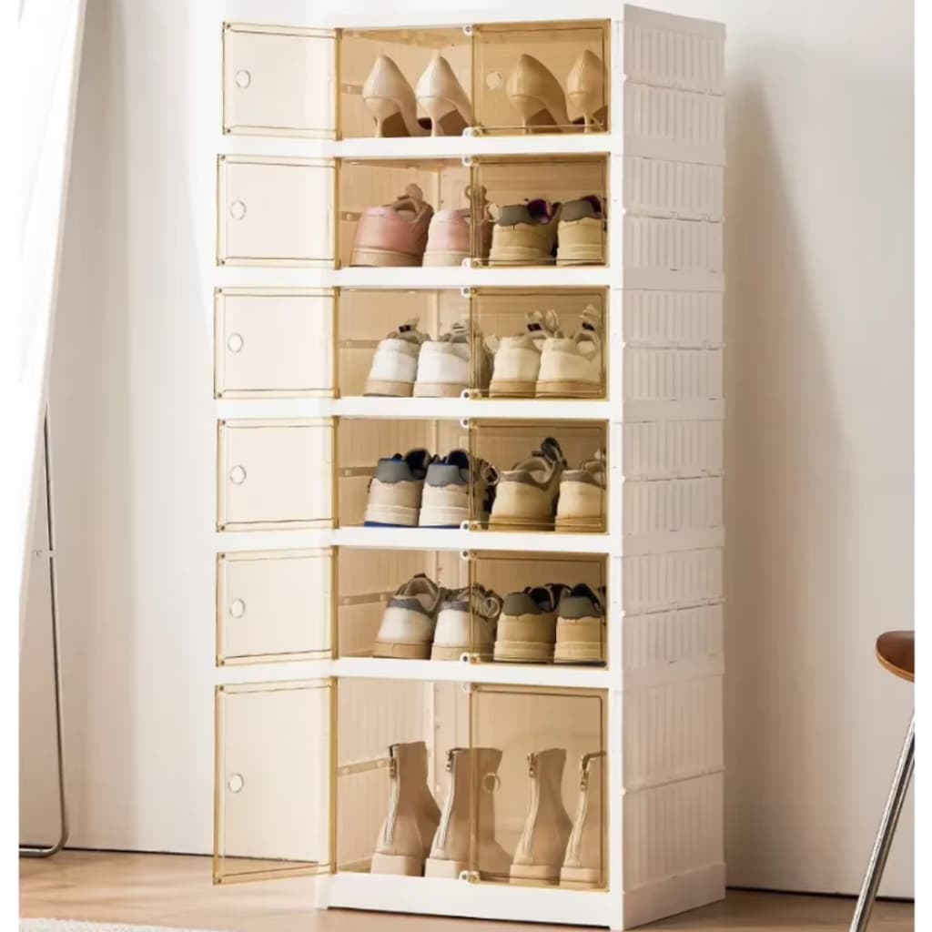 Sapateira Dupla Vertical Dobrável Caixa 6 Andar 12 Pares Tênis, Sapatos, Botas Plástico