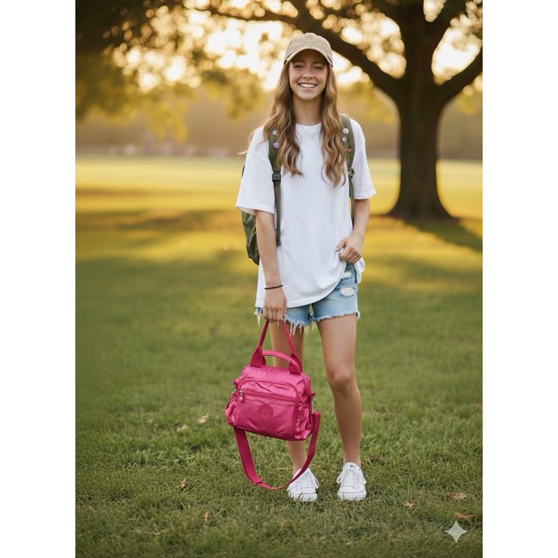 Bolsa Tiracolo Transversal Casual Gold Suave (Champagne) - Nylon Leve e Resistente - Bolsa de Mão Multiuso