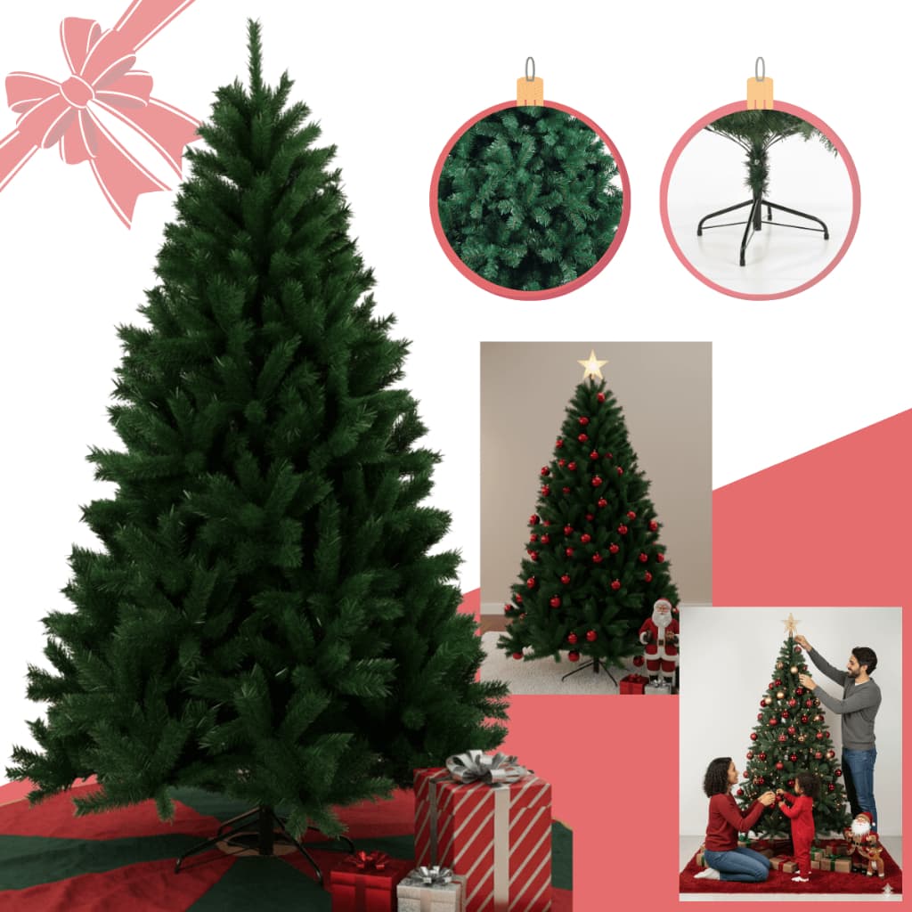Árvore De Natal Pinheiro 1,80m 1000 Galhos Verdes Cheios + Brinde 10 Pinhas