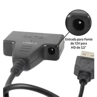 Cabo sata usb 3.0 25cm com entrada de fonte 12v adaptador sata leitor de ssd hd 2,5 e hd3,5