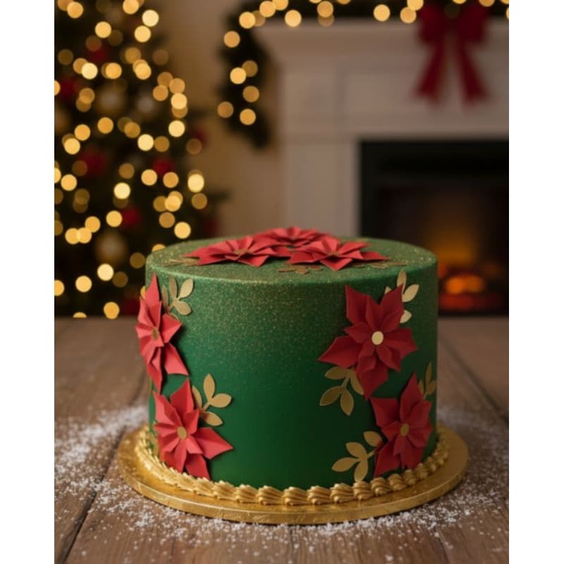 Flor de natal, para topo de bolo natalino.Flor de papel.