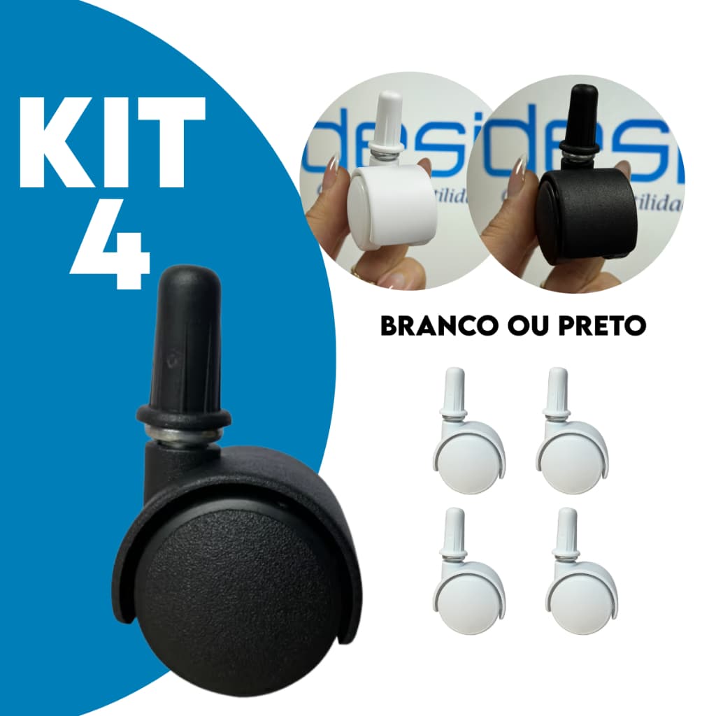 Kit Rodinha 4 Peças Rodizio Mini 30mm com Pino Para Moveis de Alta Qualidade e Durabilidade