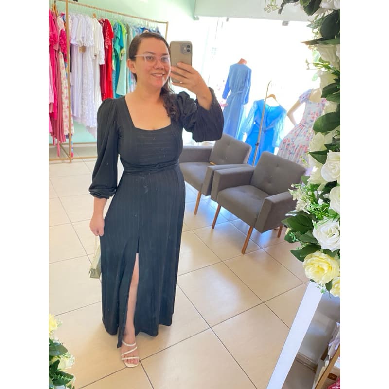 vestido preto manga longa  moda Evangélica