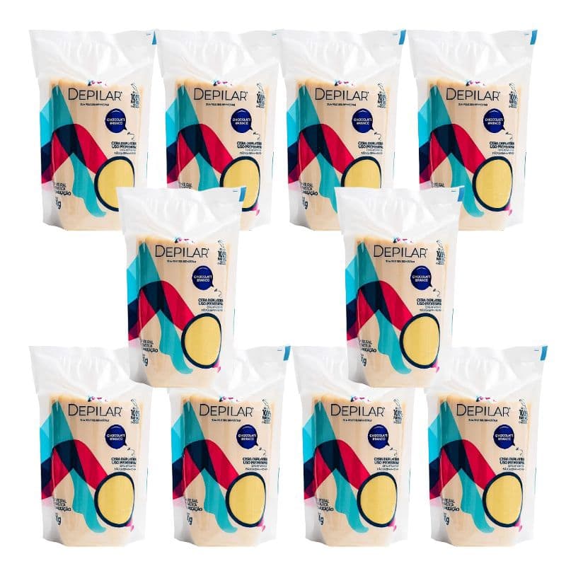 Kit 10 unidades Cera Depilatória Quente Depilar Chocolate Branco